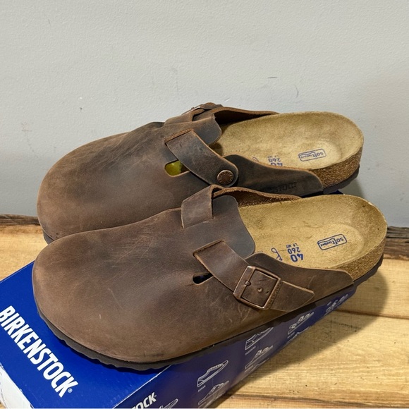 Birkenstock Boston Oiled Leather Brown Leather Clogs 40/9-9.5 Regular - Picture 3 of 14